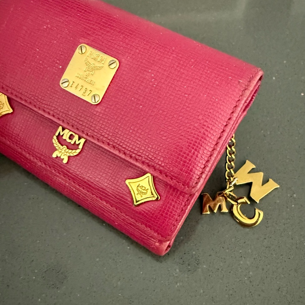 MCM Hot Pink Leather Wallet with Charm. EUC - Picture 9 of 11
